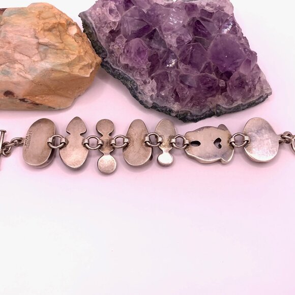 THE DREAMER Vintage Sterling Silver 925 Fossil Stone Boho Unique Bracelet #788 - Picture 11 of 13